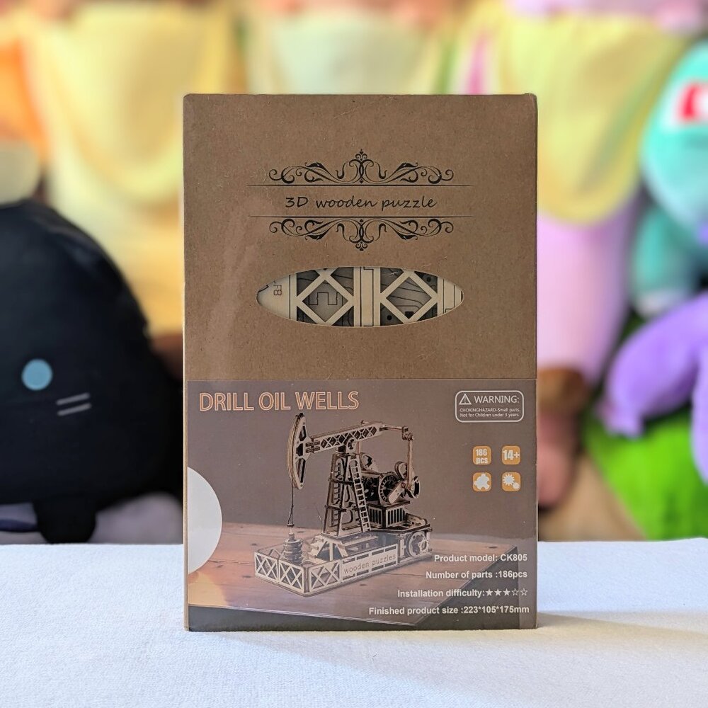 3D Wooden Puzzle Oil Well Drilling Model Kit